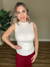 Load image into Gallery viewer, Olivia Ribbed Mock Neck Sleeveless Top In Fresh White
