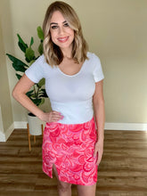 Load image into Gallery viewer, Kira Zipper Corduroy Skirt With Front Slit In Pink Paisley
